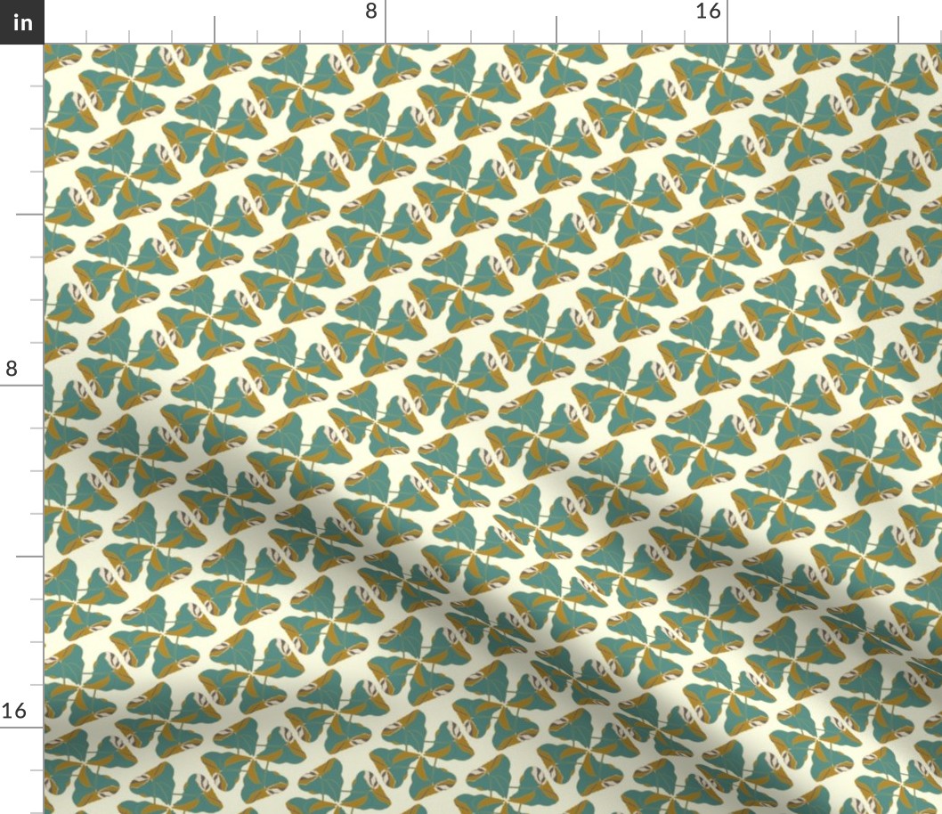 Teal Gold Tropical Leaf Leaves on cream_Miss Chiff Designs