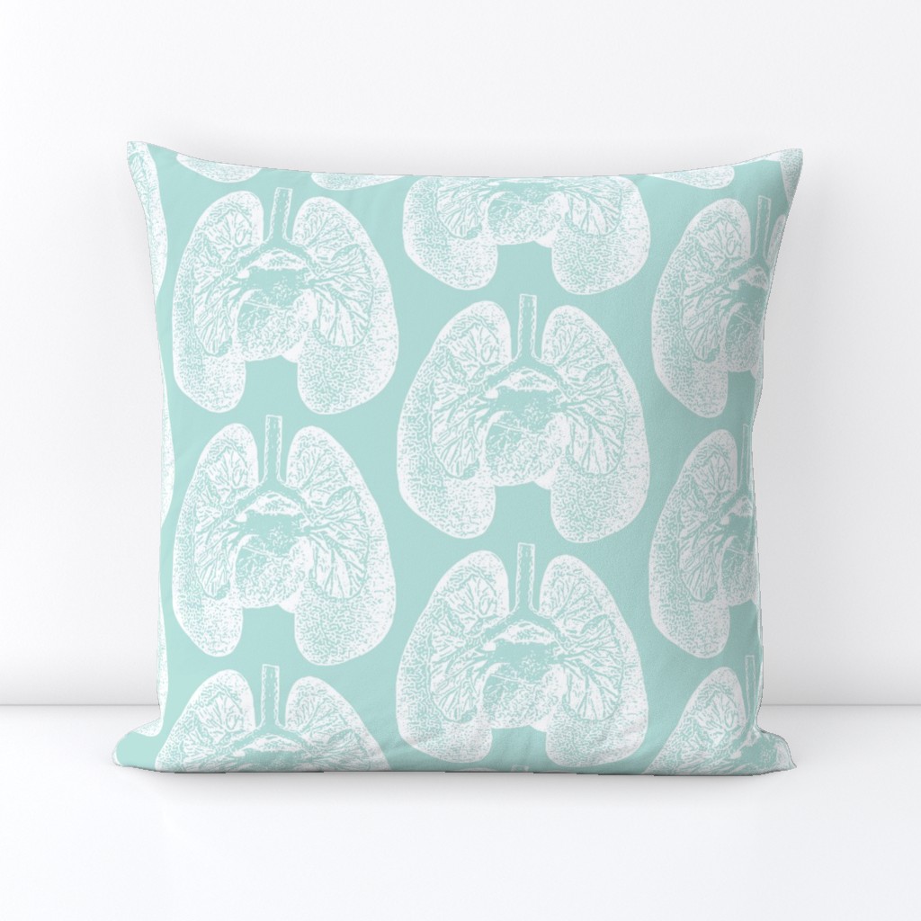 Anatomical Lungs White on Seafoam