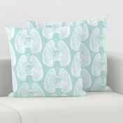 Anatomical Lungs White on Seafoam