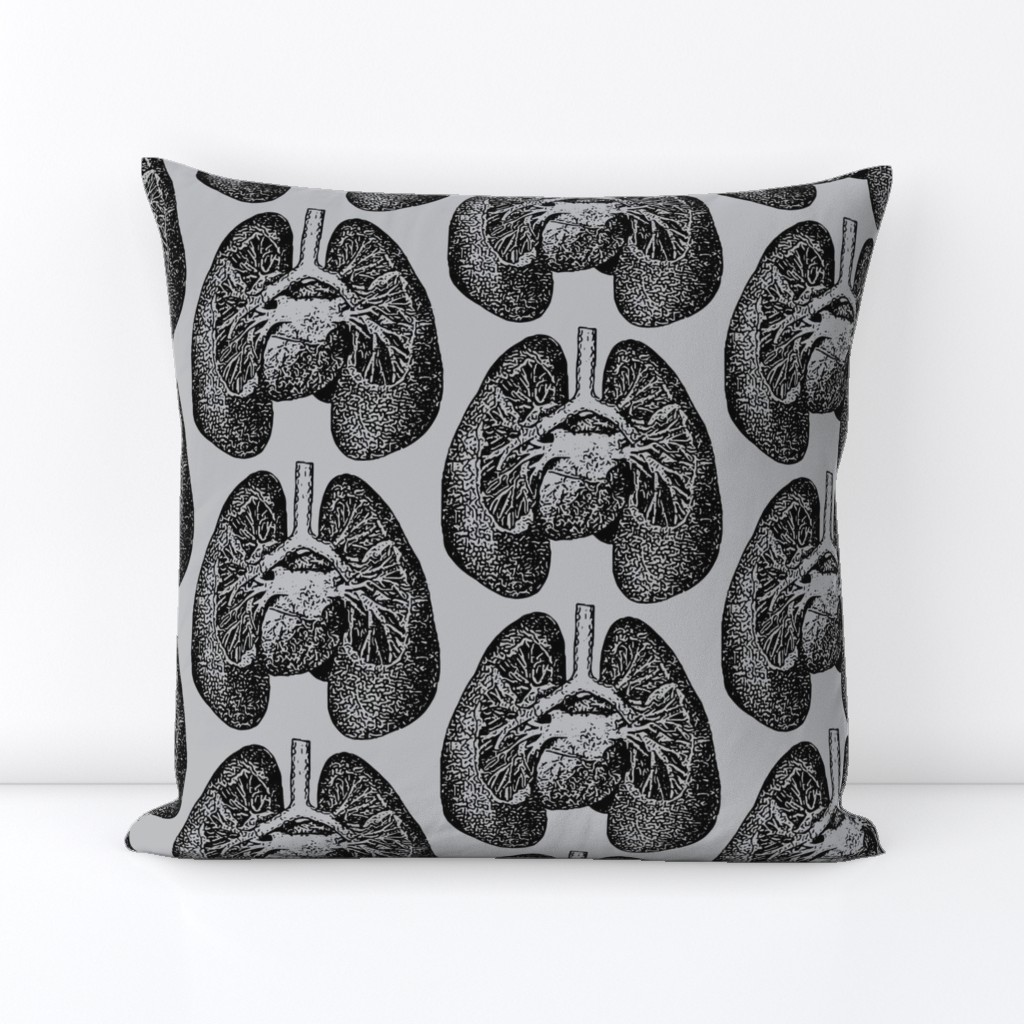 Anatomical Lungs Black on Grey