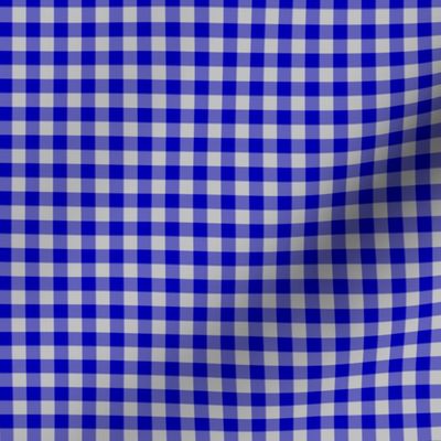 cobalt and silver gingham, 1/4" squares 