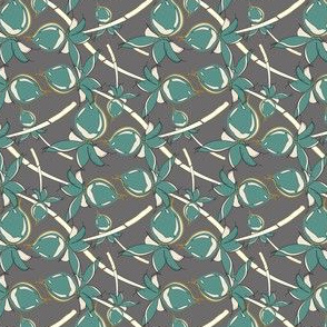 Tropical Plant Berry || Leaf Leaves Teal Green Gray grey Gold Mustard Yellow Tree Forest  _ Miss Chiff Designs