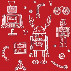 Hello Robots - Red Background