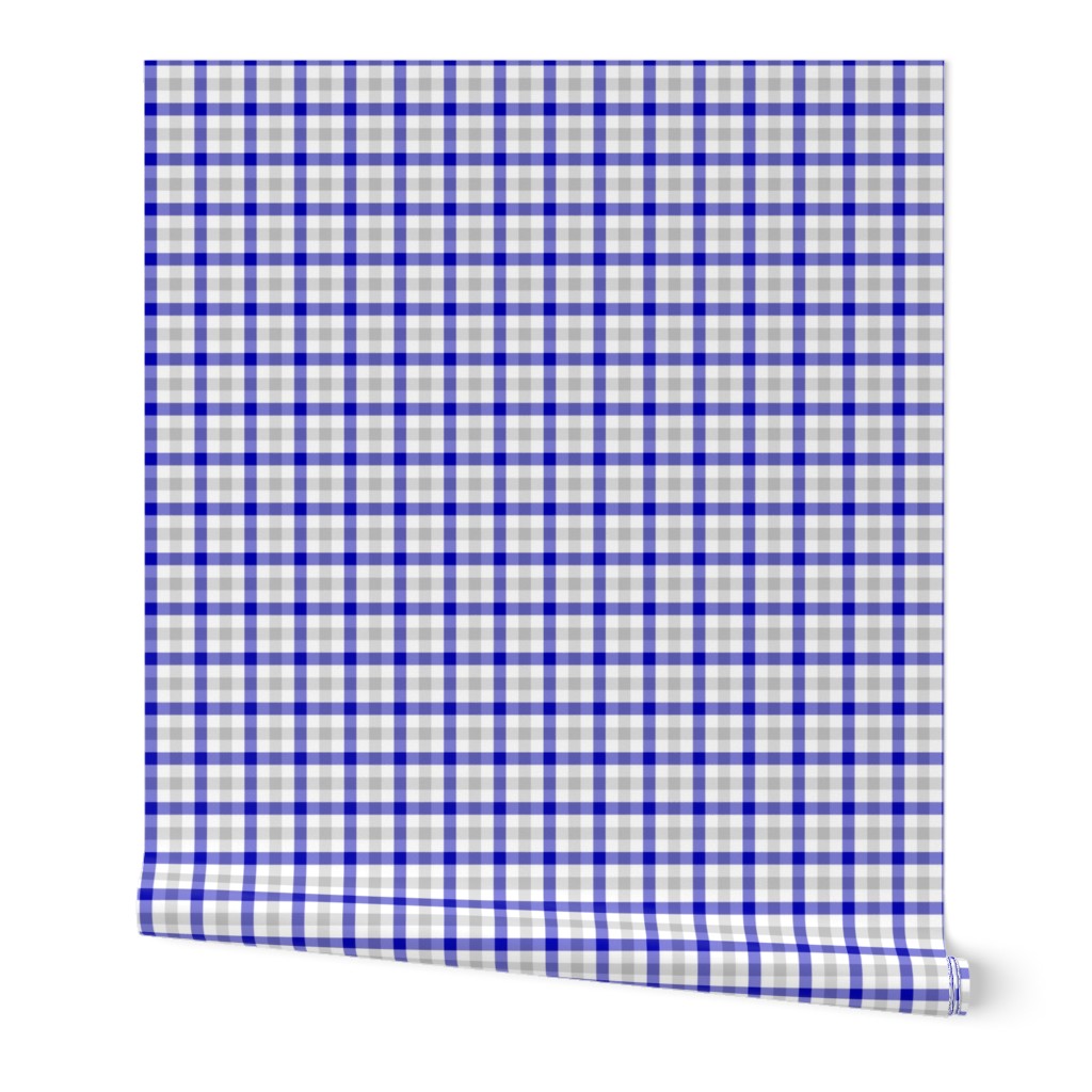 cobalt and silver double gingham, 1/4" squares 