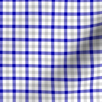 cobalt and silver double gingham, 1/4" squares 