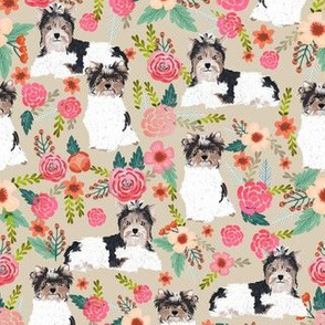 biewer terrier floral dog fabrics vintage style dog florals fabric design