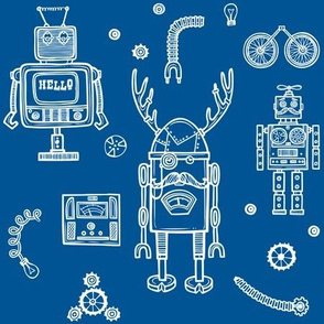 Hello Robots in Blue Background