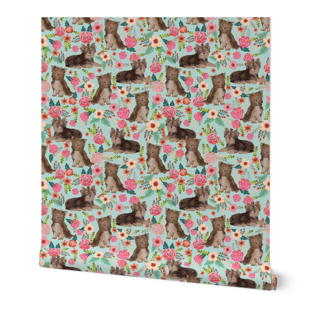 chocolate yorkie fabric cute chocolate yorkshire terrier florals vintage style floral fabric cute christmas fabrics