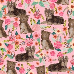 chocolate yorkie fabric vintage florals fabric yorkshire terrier fabrics cute florals fabric