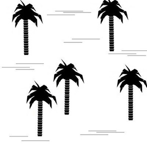 Palm tree - black and white monochrome palm tree geometric tropical