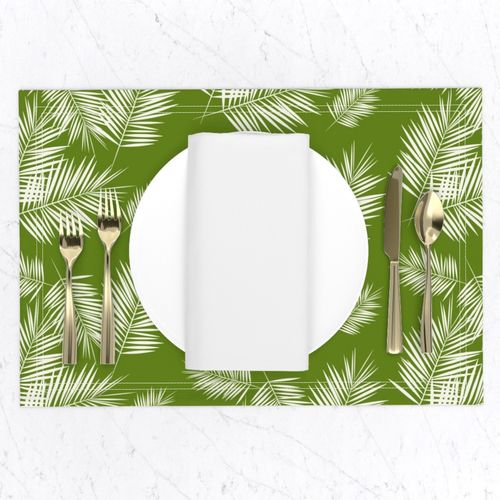 Palm leaves - white on grass green tropical Palm tree || by sunny afternoon