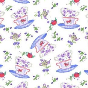 Purple Flower Teacups 