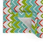 Zipper Stripe, turquoise, green, coral, white - large