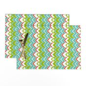 Zipper Stripe, turquoise, green, coral, white - large