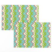 Zipper Stripe, turquoise, green, coral, white - large