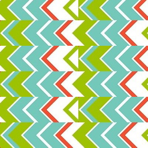 Zipper Stripe, turquoise, green, coral, white - large