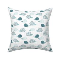 Scandinavian sweet hedgehog illustration for kids gender neutral ice blue mint