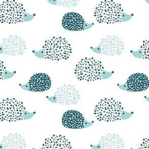 Scandinavian sweet hedgehog illustration for kids gender neutral ice blue mint