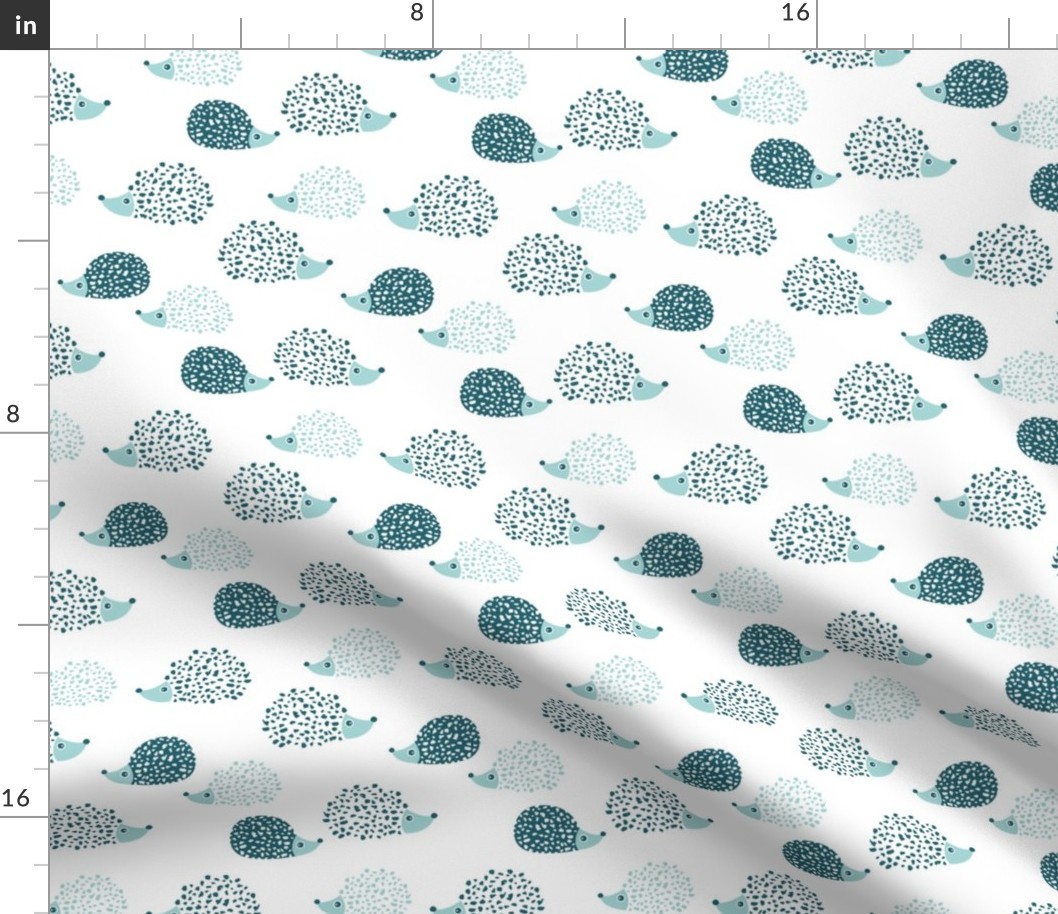 Scandinavian sweet hedgehog illustration for kids gender neutral ice blue mint