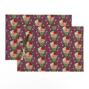 Christmas holiday poinsettias, small scale, violet purple cream pink green red