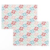 mint, light blue and coral houndstooth wave