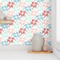 mint, light blue and coral houndstooth wave