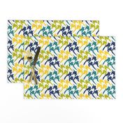 yellow, wasabi, navy & teal houndstooth twist