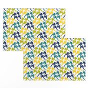 yellow, wasabi, navy & teal houndstooth twist