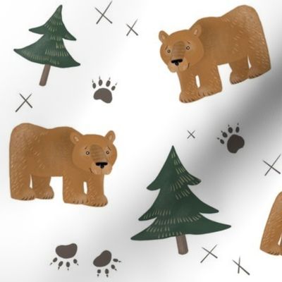 Bears, Trees, and Paw Prints - Smaller Scale