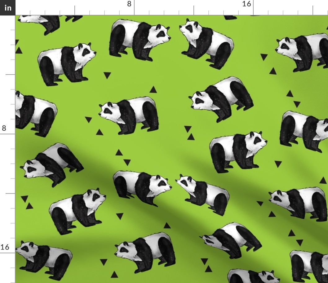Pandas Everywhere! Larger Scale on Green
