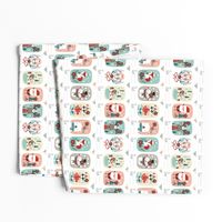 christmas gift tags with cute woodland animals, santa claus, snowman and poinsettia