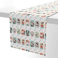 christmas gift tags with cute woodland animals, santa claus, snowman and poinsettia