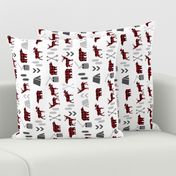 buffalo plaid woodland moose deer bear forest woodland trees camping canada kids