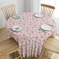 fox florals cute floral pink and yellow fabric cute painted flowers cute florals fabric