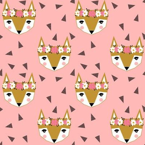 fox head florals cute fox head design baby nursery cute girls pink fabric
