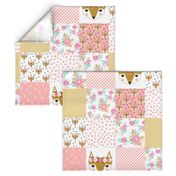 fox florals patchwork cheater quilt fox fabric floral fabric cute flower pink flowers cute pink fabric