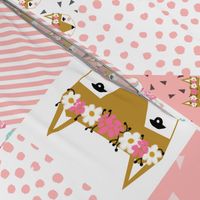 fox florals patchwork cheater quilt fox fabric floral fabric cute flower pink flowers cute pink fabric