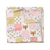 fox florals patchwork cheater quilt fox fabric floral fabric cute flower pink flowers cute pink fabric