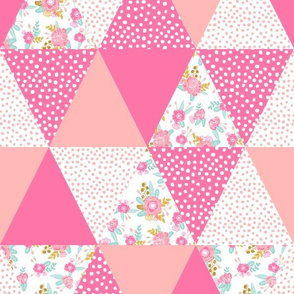 floral triangle quilt cheater quilt kids cheater patchwork fabric cute kids fabric girls fabric