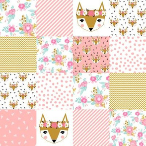 fox florals quilt squares patchwork fox floral  2" squares