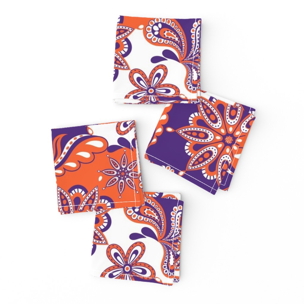 Orange and purple team color Paisley Mandala