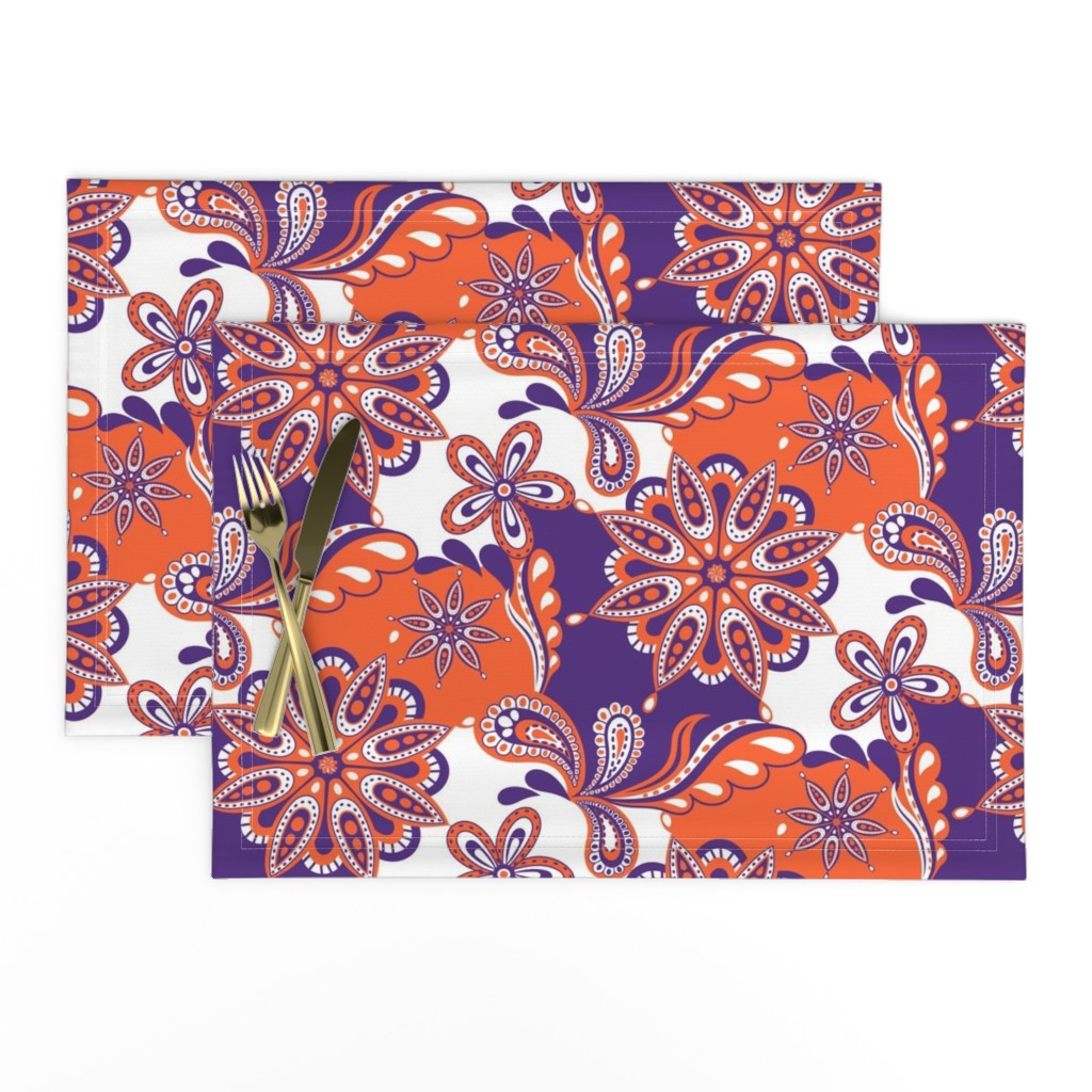 Orange and purple team color Paisley Mandala