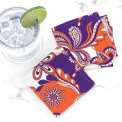 Orange and purple team color Paisley Mandala