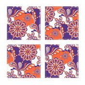 Orange and purple team color Paisley Mandala