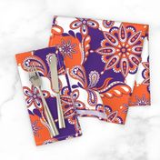 Orange and purple team color Paisley Mandala