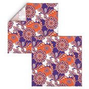 Orange and purple team color Paisley Mandala