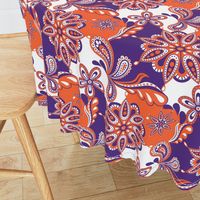 Orange and purple team color Paisley Mandala