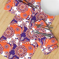 Orange and purple team color Paisley Mandala