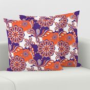 Orange and purple team color Paisley Mandala