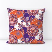 Orange and purple team color Paisley Mandala